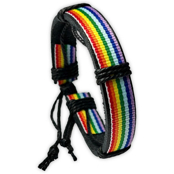 PRIDE - Armband in Regenbogenfarben I gewebt I mit Riemen