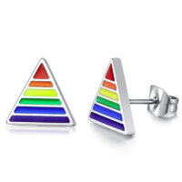 PRIDE Ohr-Stecker I Regenbogen-Dreieck I silber