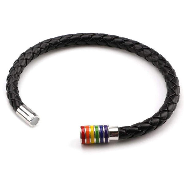 PRIDE - Armband mit Magnetverschluss I Regenbogenfarben I schwarz