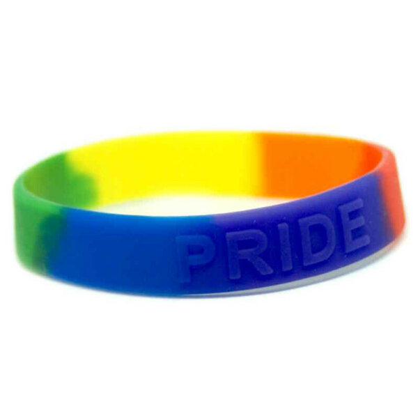 PRIDE - Gummi-Armband in Regenbogenfarben